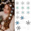 14Pcs Christmas Snowflake Hair Clips Rhinestone Blue White Decorative Bridal U-Shape Hair Pins Hair Accessories for Women Winter Holiday Wedding Party Xmas Hair Barrettes