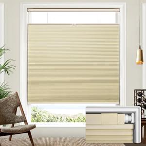 Lazblinds Upgraded Top Down Bottom Up (TDBU) Honeycomb Blinds, No Drill No Tools Easy Install Cordless Cellular Shades for Windows 36" W x 64" H, Beige - Blackout