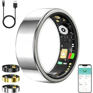 Smart Ring for Women Men,Fitness Tracker Ring with Heart Rate, Sleep Monitoring, Blood Oxygen, Step Counting for iOS and Android, No Subscription Fee, Waterproof, Valentines Day Gifts(Silver, 11)