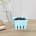 2pcs Woouch Ceramic Berry Basket, Square Fruit Bowl With Holes, 5.7" Colander For Kitchen, Cute Small Container For Berries, Strawberry, Grape, Cherry, Rustic Stoneware DÃ©cor (White + Mint Green)