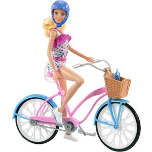 Barbie Doll and Bike Playset with Doll (11.5 in, Blonde), Bicycle with Rolling Wheels & Water Bottle Accessory, Gift for 3 to 7 Year Olds