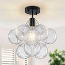 Flush Mount Ceiling Light，Mid Century Modern Chandelier Lighting Black