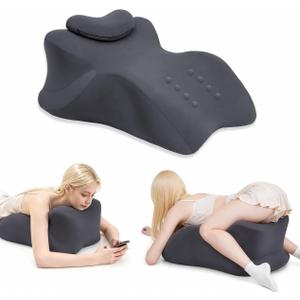 Memory Foam Ergonomic Wedge Intimacy Pillow - 27 Lift Support Cushion for Sleeping, Reading & Prone Positions Multi-Functional Rest Pillow for Neck, Waist & Back Pain Relief Washable Cover- Grey