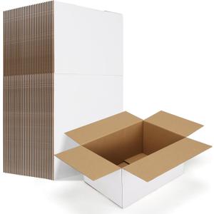 HORLIMER 10x7x5 Shipping Boxes Set of 30, White Corrugated Cardboard Mailer Box for Packing Small Business