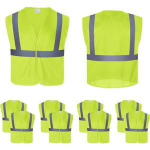 NORTHSKY 10 Pack High Visibility Safety Vest Reflective Lightweight Mesh Vest with Hook and Loop for Men Women (Yellow, L)