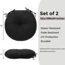 FUNHOME Bistro Chair Cushions 18 inch,Set of 2,Tufted Round Chair Cushions with Ties,18"x18"x4",Water Resistant Round Seat Cushion for Barstool Chairs,Patio Garden Kitchen Outdoor Furniture(Black)