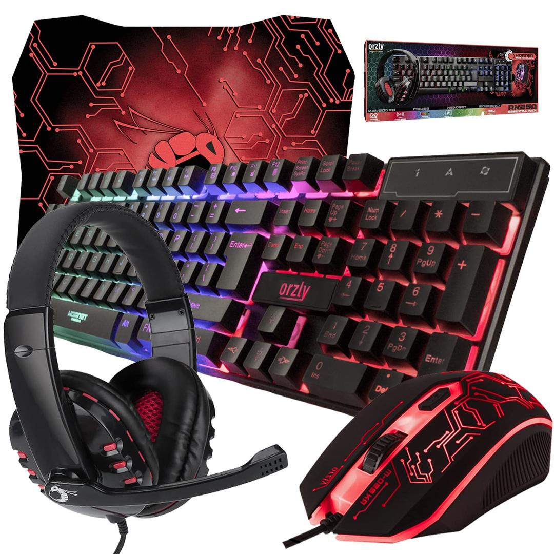 Gaming Keyboard and Mouse and Mouse pad and Gaming Headset, Wired LED RGB Backlight Bundle for PC Gamers and Xbox and PS4 Users - 4 in 1 Edition Hornet RX-250 (Black) Gaming Keyboard and Mouse and Mouse pad and Gaming Headset, Wired LED RGB Backlight Bundle for PC Gamers and Xbox and PS4 Users - 4 in 1 Edition Hornet RX-250 (Black)
