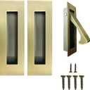 Pocket Door Handles and Edge Pull Antique Brass, 6Inch Pull Hardware Latch,Recessed Finger Flush Pulls,for Closet,Sliding,Barn Door