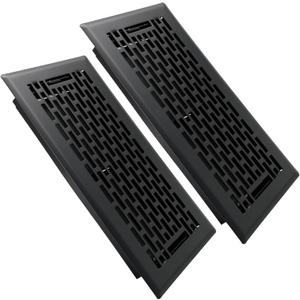 2 Pack Floor Register 4x10 Inches Heavy Duty Walkable Steel Floor Vents - Matte Black Floor Vent Covers - Ease Adjust Air Flow Direction Floor Registers - Boston Design Air Vents for Room
