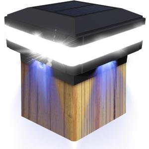 Sumaote Solar Post Cap Light, Outdoor Waterproof LED Solar Post Light Fits 4x4 5x5 6x6 Wooden Posts Fence Lights Platform Garden Patio Deck 6000K White Lighting, Black Shell, 1 Pack