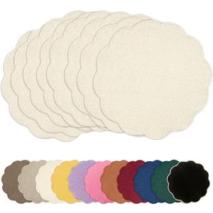 AHHFSMEI Round Faux Linen Placemats Set of 8 Heat Resistant Non-Slip Stain Proof Table Mats for Kitchen Dining Elegant Decor Place Mats (Beige,8)