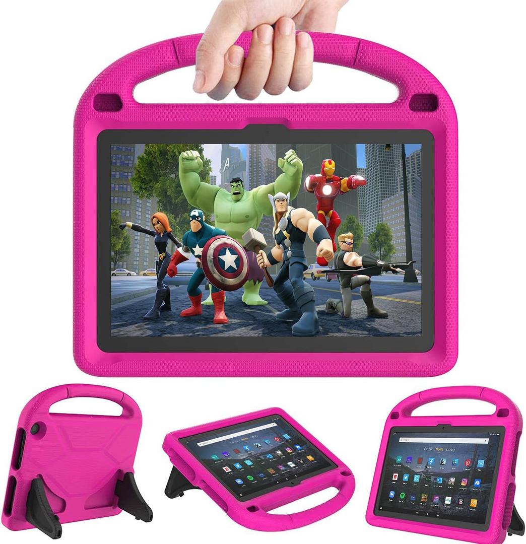 Fire HD 10 & Fire HD 10 Plus Tablet Case for Kids(11th Generation, 2021 Release) - DICEKOO Lightweight Shockproof Kid-Proof Cover with Stand for Kindle Fire HD 10 Kids Tablet & Kids Pro Tablet - Pink