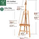 DJAR Large Painters Easel for Painting, Holds Canvas up to 49", Natural