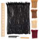 DAIXI 0.6cm and 0.2cm 0.4cm 0.8cm Options 10 Inch 40 Strands 100% Real Human Hair Dreadlock Extensions for Man/Women Handmade Permanent Loc Extensions Bundles Can Be Dyed Bleached Curled Twisted