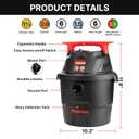 Shop-Vac 1.5 Gallon 2.0 Peak Wet/Dry Vacuum, Small Portable Shop Vacuum with Attachments, Mini Shop Vac for Garage, Car, Home and Pet