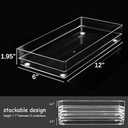 LotFancy Clear Plastic Drawer Organizer, 12 x 6 x 2, Set of 3 Drawer Storage Containers Bins for Dresser Cosmetics Makeup, Stackable