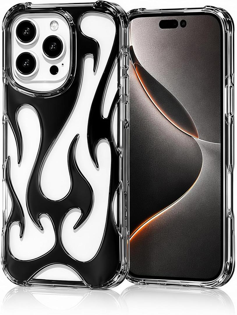 Fashion Flame Bumper Case for iPhone 11 [3D Luxury Electroplate Glittery] [Hollow Heat Dissipation Design] Slim Fit Shockproof Protective Soft Cover -Black
