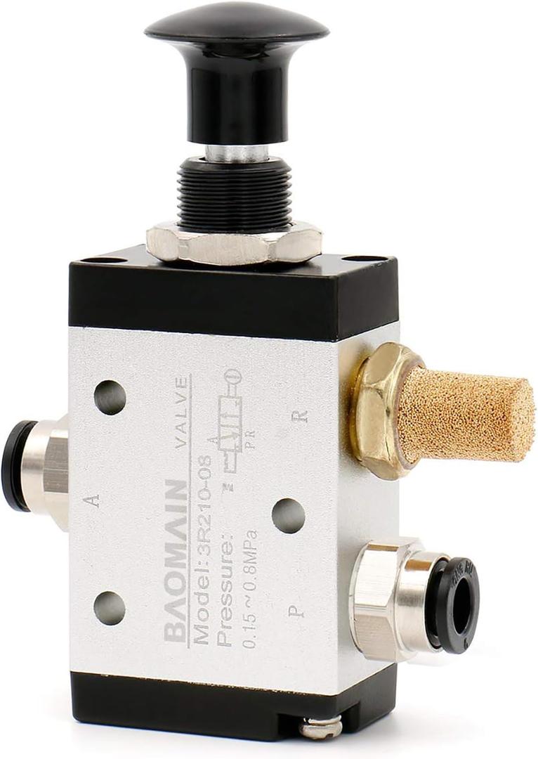Baomain Pneumatic Air Hand Solenoid Valve 3 Way 2 Position Pneumatic Air Manual Control 1/4" PT 3R210-08