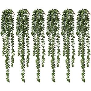 dallisten 12 Pcs Artificial Succulents Hanging Plants, Fake String of Pearls Greenery Plants, Decoration for Wall, Home, Backdrop, Garden, Indoor and Outdoor
