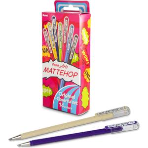 Pentel Mattehop Gel Pens, Original + Cheerful Colors Box Set, (1.0mm), Bold Line, 14 Assorted Colors (K110-V14ST)