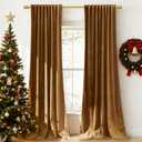 StangH Gold Brown Velvet Curtains 96 inches Long for Living Room, Luxury Back Tab Heavy Blackout Thermal Insulated Privacy Window Drapes for Bedroom/Sliding Door/Hall, W52 x L96, 2 Panels