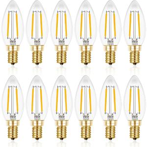 Hizashi Candelabra LED Light Bulbs 25 Watt, Dimmable Chandelier Light Bulbs, 90+ CRI, 200LM, Soft Warm White 2700K, E12 LED Bulb, B10 Candle Bulbs, UL Listed, 12 Pack