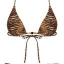 Women's 2 Pieces Zebra Striped Bikini Set Halter Triangle Swimsuit Y2K Tie Side Bathing Suit (Medium, Brown)