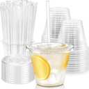 Fit Meal Prep 100 Pack 9 oz Plastic Iced Coffee Cups with Flat Lids and Clear Straws, Disposable Clear Cup, BPA Free Cup for Party, Smoothie, Cold Drinks, Juice, Milkshake, Bubble Boba, Tea