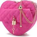 lola mae Heart Shape Crossbody Purse for Women  Cute Valentines Gift Handbag, Zip-Around Shoulder Bag for Teens (Hot Pink-770)