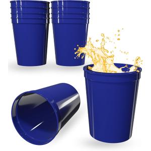 PartyPrints 10 Pack 16 oz Royal Blue Reusable Blank Plastic Cups, Stadium Cups Bulk  BPA Free Top Rack Dishwasher Safe, Party Colored Cups Perfect for Weddng, Birthday Graduation, Clubs