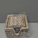 Wooden Set of 6 Whitewash Coasters with Holder Stand | White Distressed Coasters for Tea, Coffee & Drinks | Dining Table & Home Dcor (Design4)