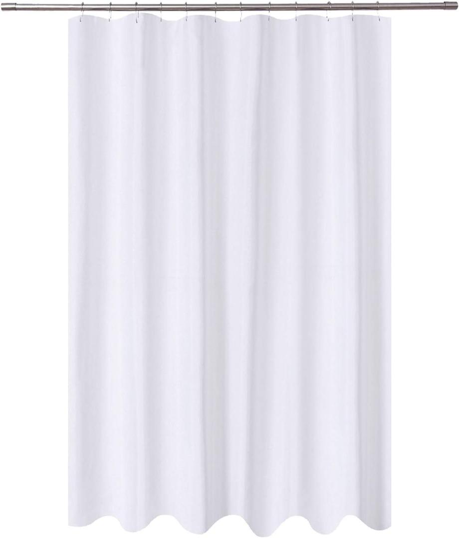 N&Y HOME Extra Long Shower Curtain Liner Fabric 72 x 96 inches, Hotel Quality, Washable, Water Repellent, White Spa Bathroom Curtains with Grommets, 72x96
