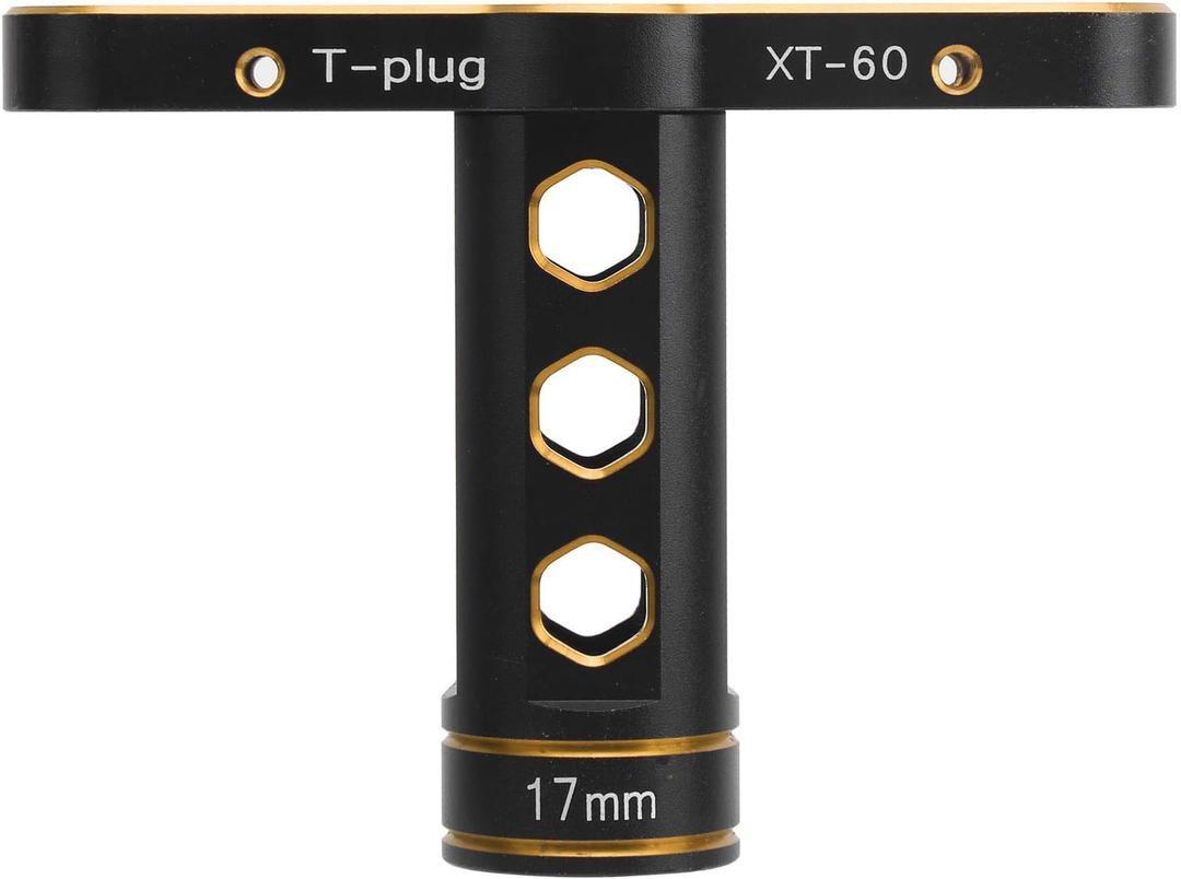 17mm RC Hex Nut Socket, Aluminium Alloy T Sleeve Maintenance Tool, Proof and Durably, Ideal for 1/8 RC Racing Car Tire Nut Removal (Gold)