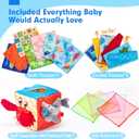 hahaland Baby Tissue Box Toy - Baby Toys 6-12 Months Montessori Toys for 6 Month Old with Textured Tails, Crinkle Tissues, Squeaky, Mirror, Play Silks Sensoy Scarves Baby Gifts 9 Month Old Travel Toys