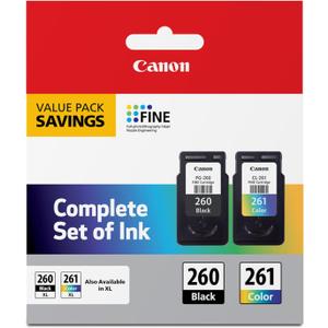 Canon PG-260 / CLI-261 Genuine Ink Value Pack (2 Cartridges), Compatible with TS5320, TR7020 (Once Size)