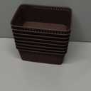 Brown Plastic Storage Baskets - Pack of 8 with Labels Stackable Durable Storage Bins, Storage Containers for Organizing Desktops, Closets, Playrooms, Classrooms, Offices