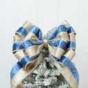 Navy Blue Velvet Wired Christmas Ribbon 4 Inch Extra Wide Thick Blue and Gold Glitter Holiday Ribbon  10-Yards Roll for Tree Decorations, Gift Wrapping, Wreaths, and DIY Crafts