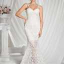 meilun Lace Mesh Maxi Dresses Wedding Bridesmaid Homecoming Party Banquet Gowns (L)