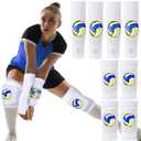 Aoriher Volleyball Knee Pad and Arm Sleeve with Protection Pad Elbow Sleeve with Thumb Hole Volleyball Accessory for Girl (White)
