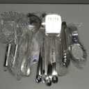 COOK WITH COLOR Kitchen Utensil Set - 10-piece premium Nonstick & Heat Resistant Kitchen Gadgets, Turner, Spaghetti Server, Serving Spoons, Whisk, Tongs, Masher & Utensil Holder, Stainless Steel