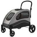 Heavy Duty Dog Stroller for Large Dogs Up to 135 Lbs, Dual Entry Pet Wagon with All Terrain Wheels, One-Foot Brake, Easy Fold, Breathable Mesh, Adjustable & Removable Handle for Senior Pets - Black