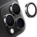 TORRAS 3-Year Ultimate Durability for iPhone 15 Pro Max/15 Pro Camera Lens Protector - 1:1 Invisible Fit & Ultra Clarity, Military-Grade 9H+ Aerospace Glass, Anti-Scratch, Easy Installation, Black Titanium