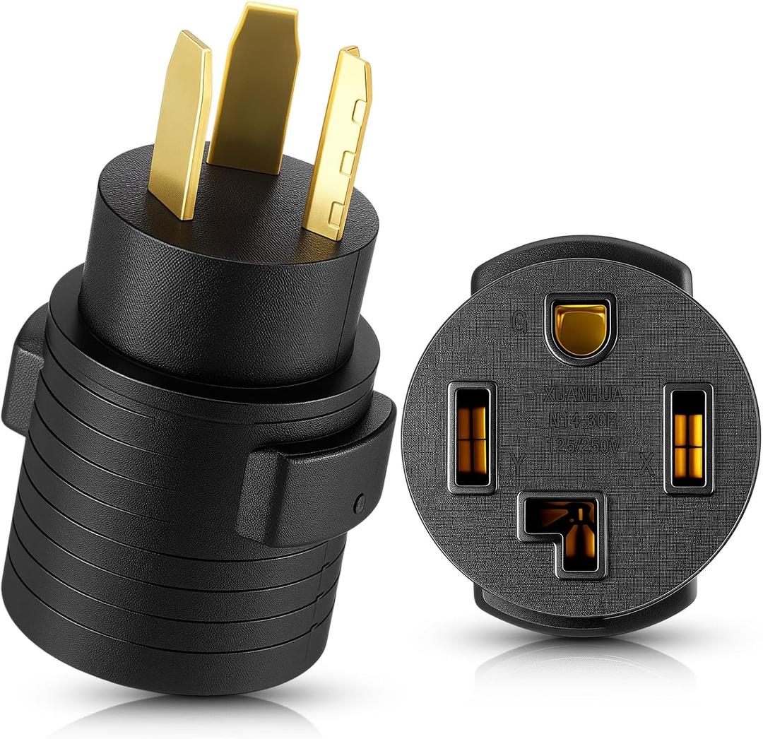 Tellegloww Dryer Adapter Compatible with NEMA 10-30P to 14-30R 3 prong to 4 prong Dryer Adapter Convert 10-30P Plug to 14-30R Receptacle, 220V 30 Amp 4P Newer Dryer to 3P Older House Adapter