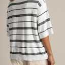 Dokotoo Womens Sweaters Spring Summer Oversized 3/4 Sleeve Striped Crewneck Casual Lightweight Knit Pullover Sweater Tops, XL