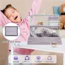 PINVNBY 2-Tier Dwarf Hamster Cage, Hamsters Travel Cage Portable Mouse Cages with Running Exercise Wheels, Water Bottle and Food Dish for Hamster Mouse Rat 11.7 * 8.7 * 9.38 in (Gray)