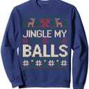 Mens Faux Ugly Offensive Christmas Sweater Jingle My Balls Sweatshirt, Size M