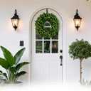 2Pcs 24" Artificial Boxwood Wreaths for Front Door, Aux Round Boxwood Wreath, All Season Indoor Outdoor Decoration for Windows, Porch, Wall, Wedding & Home Decor