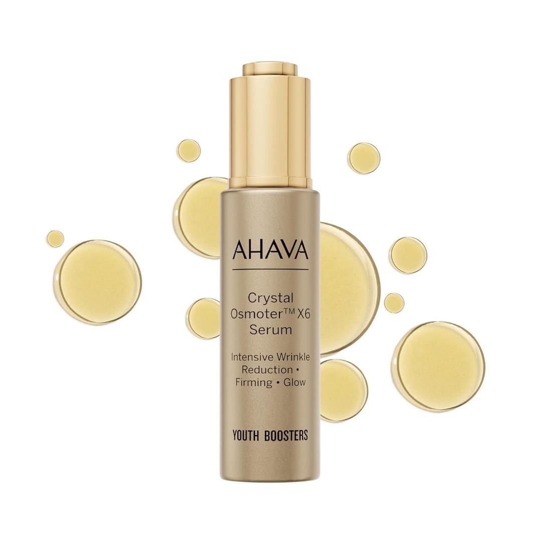 AHAVA Crystal Osmoter X6 Serum - Revolutionary Youth Booster & Intense Wrinkle Reduction, Enhances Youthful Glow & Firming, Enriched with Exclusive Blend of Dead Sea Osmoter & Jojoba Oil, 1 Fl.Oz