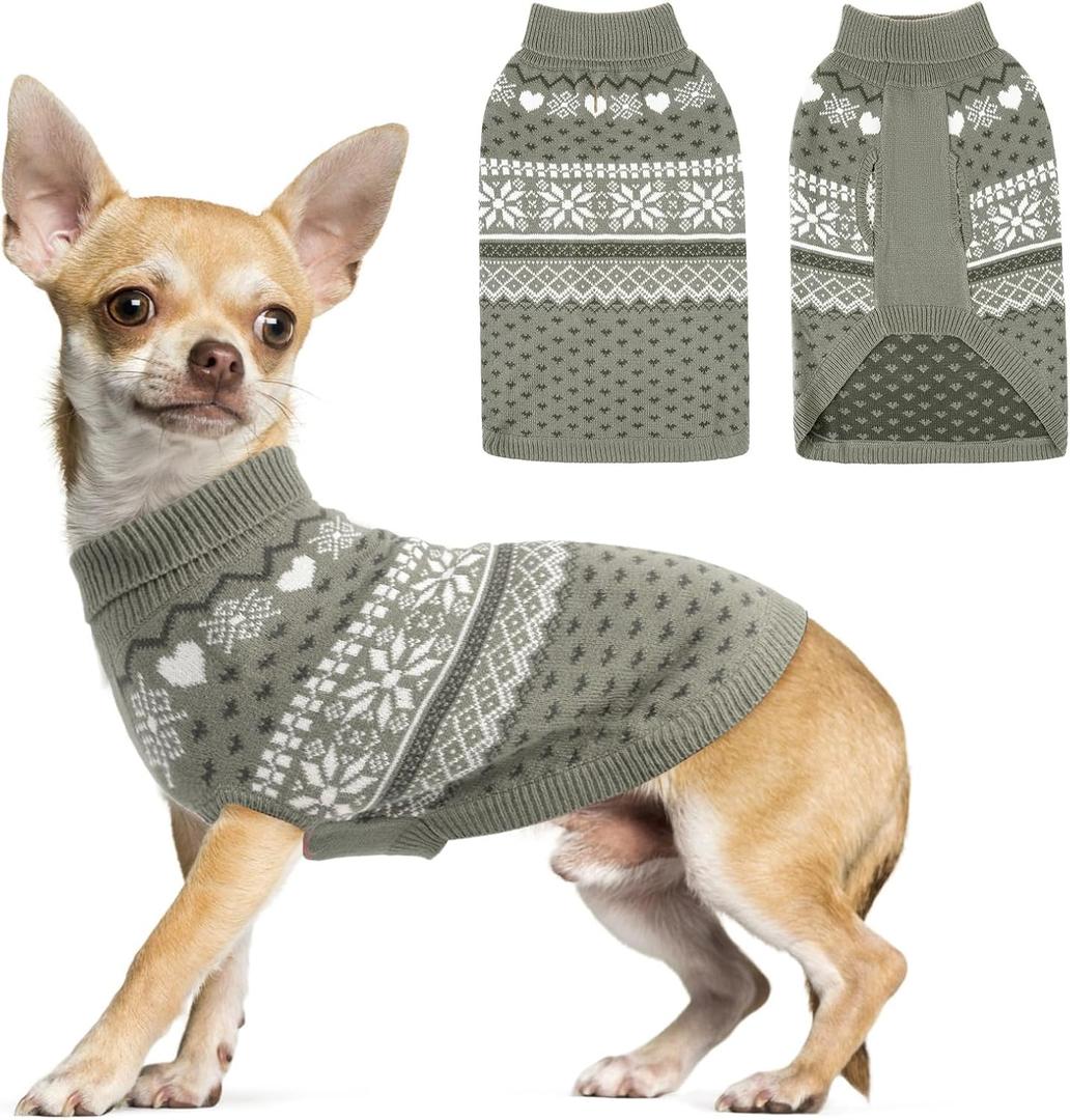SCENEREAL Dog Sweaters for Small Dogs - Soft, Warm Turtleneck Small Dog Sweater, Ugly Knit Dog Christmas Outfits for Dachshund, Chihuahua, Pug, Yorkie,Winter Pet Clothes Girl Boy, XS 