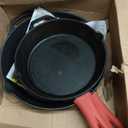 Cuisinel Cast Iron Skillet Set - 8" + 10" + 12"-Inch Pre-Seasoned Frying Pans + Silicone Handle Grip Covers - Use Indoor/Outdoor, Oven, Grill, Stove, BBQ, Fire, Induction - Kitchen/Camping Cookware